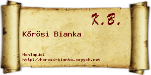 Kőrösi Bianka névjegykártya